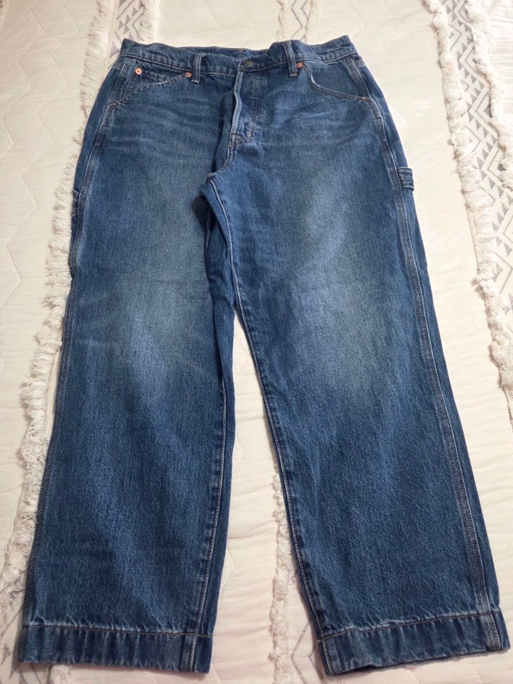 Gap Women's Blue Carpenters Cargo Staright Leg Jeans Size 12 / 31